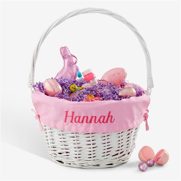 Personalized White Easter Basket With Drop-Down Handle - 35122