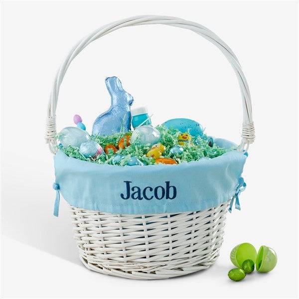 Personalized White Easter Basket With Drop-Down Handle - 35122