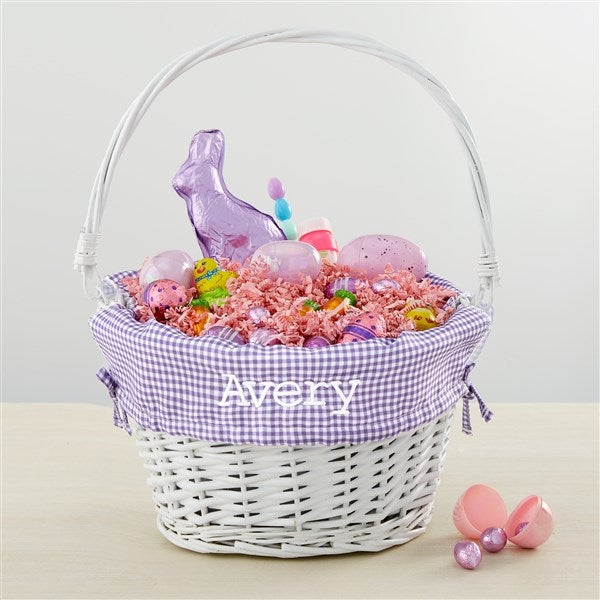 Personalized White Easter Basket With Drop-Down Handle - 35122