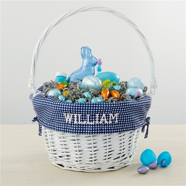 Personalized White Easter Basket With Drop-Down Handle - 35122