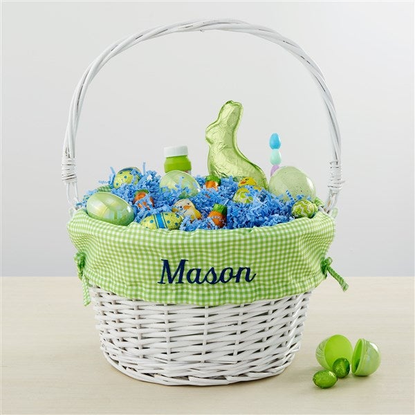 Personalized White Easter Basket With Drop-Down Handle - 35122