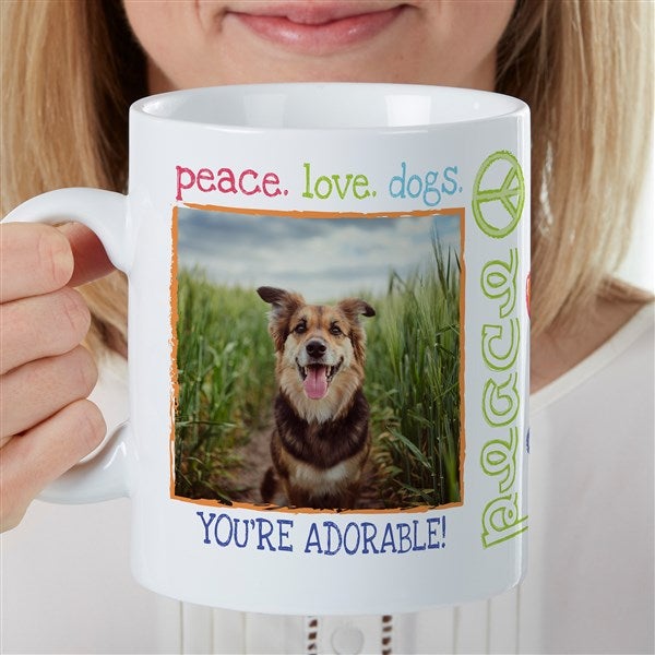 Peace, Love, Dogs Personalized Photo 30 oz Oversized Mug - 35176