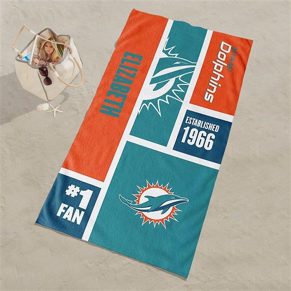 Miami Dolphins NFL Personalized Beach Towel  - 35206D