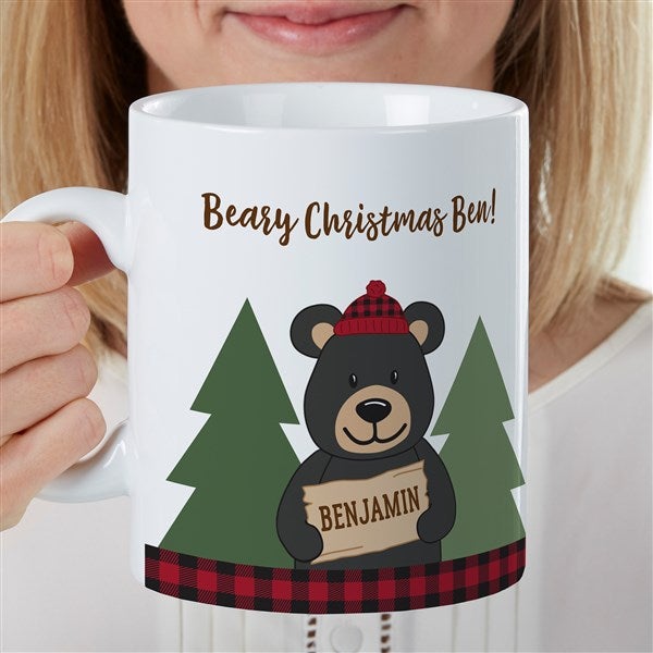Holiday Bear Family Personalized 30 oz Oversized Coffee Mugs - 35285