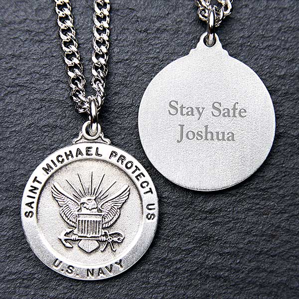 Personalized St. Michael Military Medallion Pendant - 3529