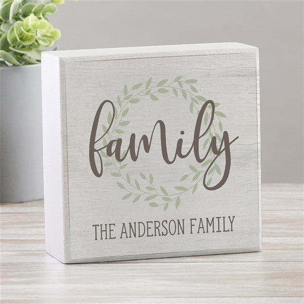 Family Wreath Personalized Wooden Block Shelf Decor - 35325
