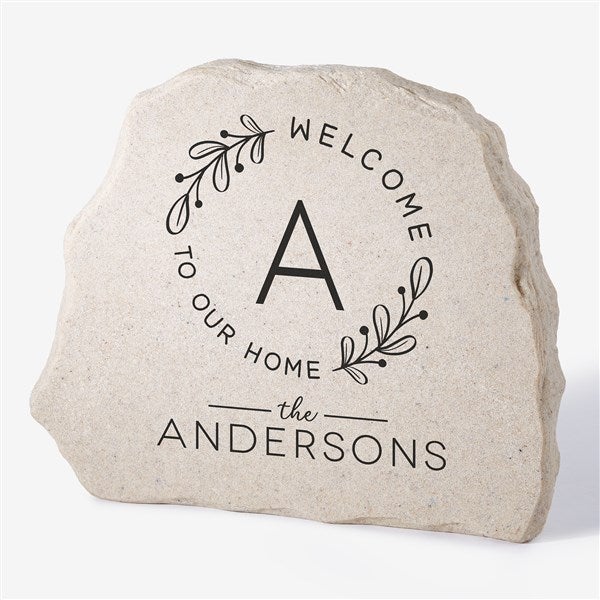 Welcome Wreath Personalized Standing Garden Stone - 35337