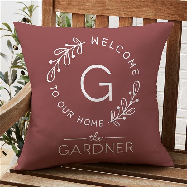 Wreath Personalized Outdoor Throw Pillow 20x20