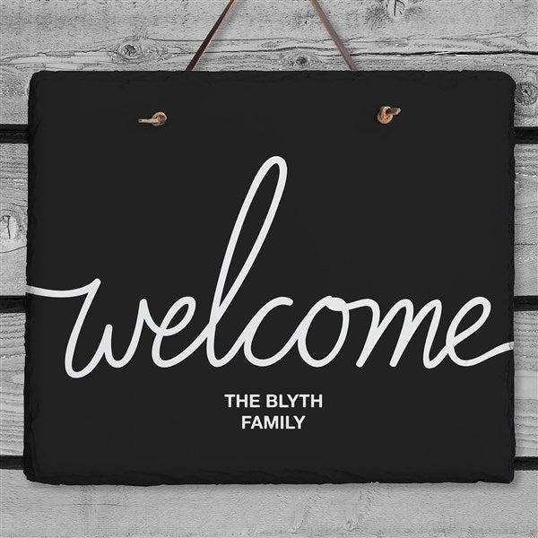 Hello & Welcome Personalized Slate Plaque  - 35343