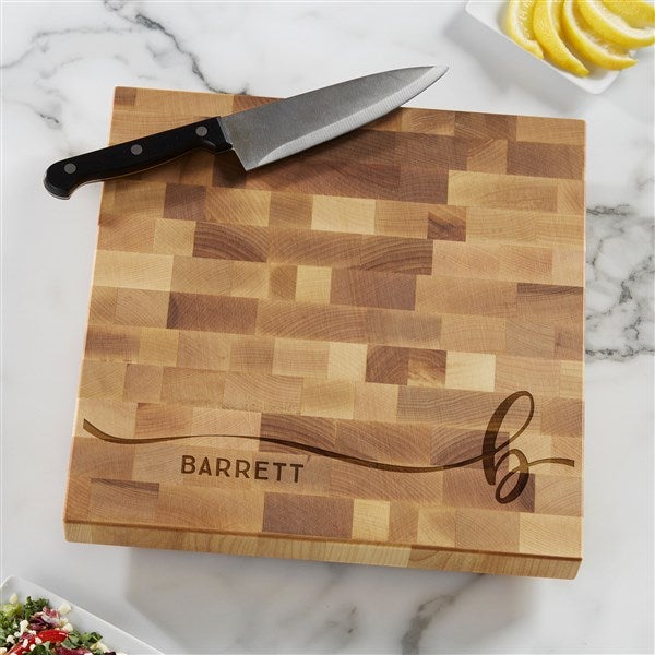 Script Initial Personalized Butcher Block Cutting Board - 35358