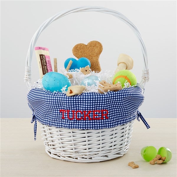 Personalized Dog White Easter Baskets with Folding Handle - 35397