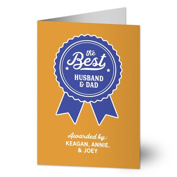 Best Dad Ribbon Personalized Greeting Card - 35486