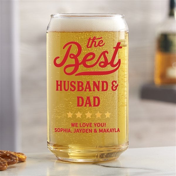 Best Dad Ribbon Personalized Beer Glasses  - 35494