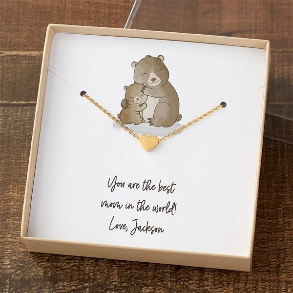 Parent & Child Bear Necklace With Personalized Message Card - 35507