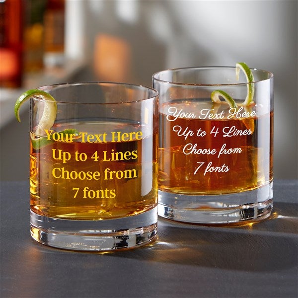 Personalized Square Rocks Whiskey Glass with Gold Rim