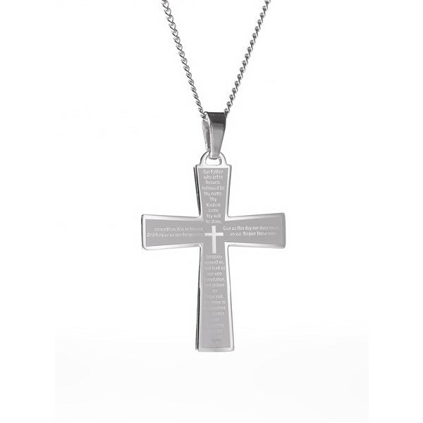 Engravable Lord's Prayer Cross Necklace  - 35556D