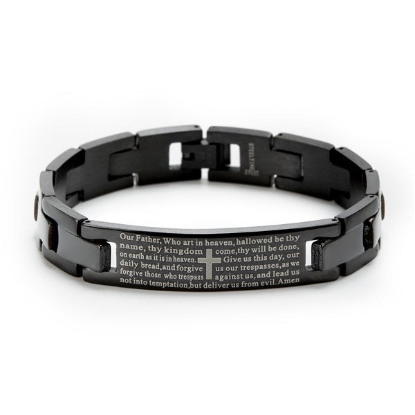 Black Engravable Men's Lord's Prayer Bracelet  - 35558D