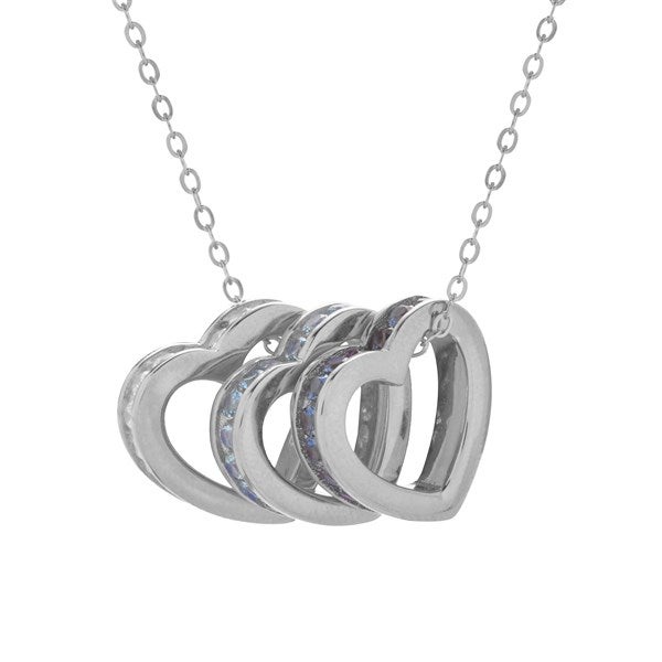 Stackable Birthstone Eternity Heart Charm Necklace  - 35562D
