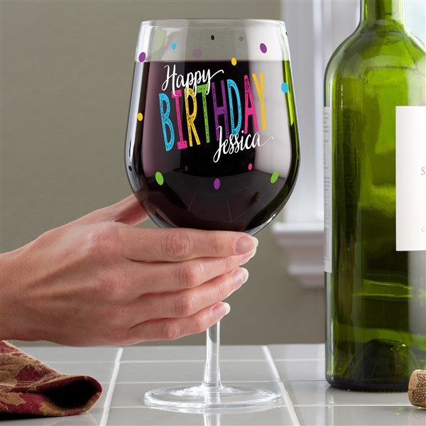 Bold Birthday Personalized Whole Bottle Oversized Wine Glass  - 35598