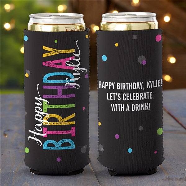 Bold Birthday Personalized Slim Can Cooler  - 35603