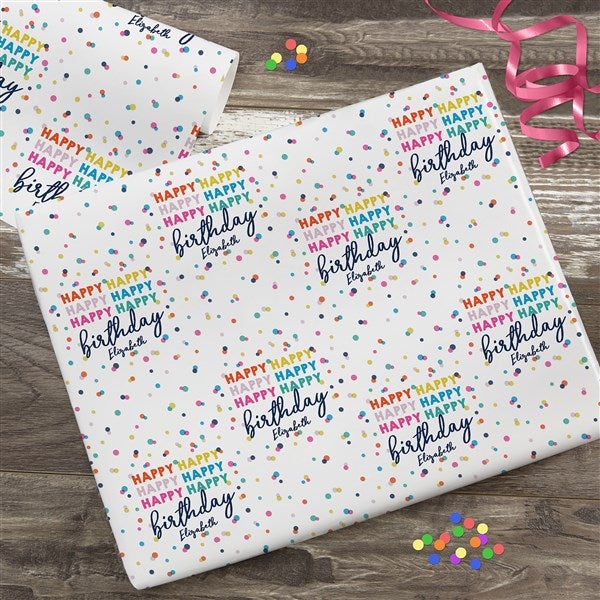 Happy Happy Birthday Personalized Wrapping Paper  - 35608