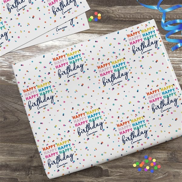 Happy Happy Birthday Personalized Wrapping Paper  - 35608