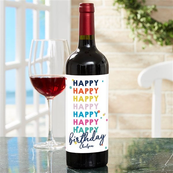 Happy Happy Birthday Personalized Wine Bottle Labels Last - 35609