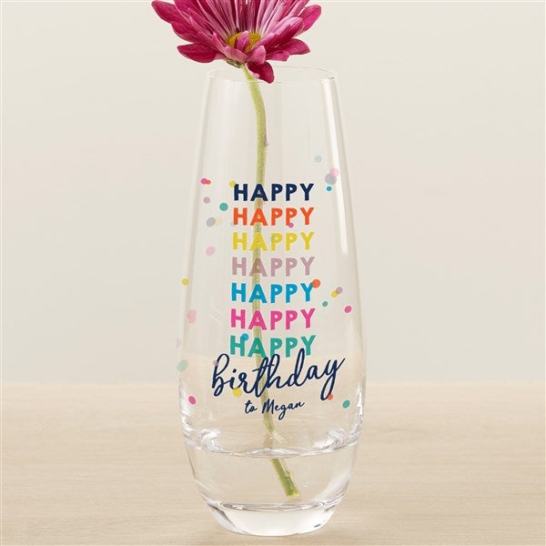Happy Happy Birthday Personalized Printed Bud Vase - 35612