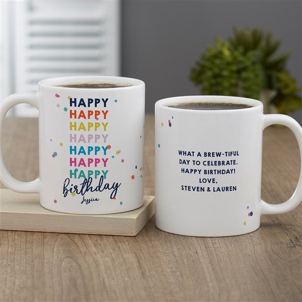 Happy Happy Birthday Personalized Coffee Mugs  - 35617