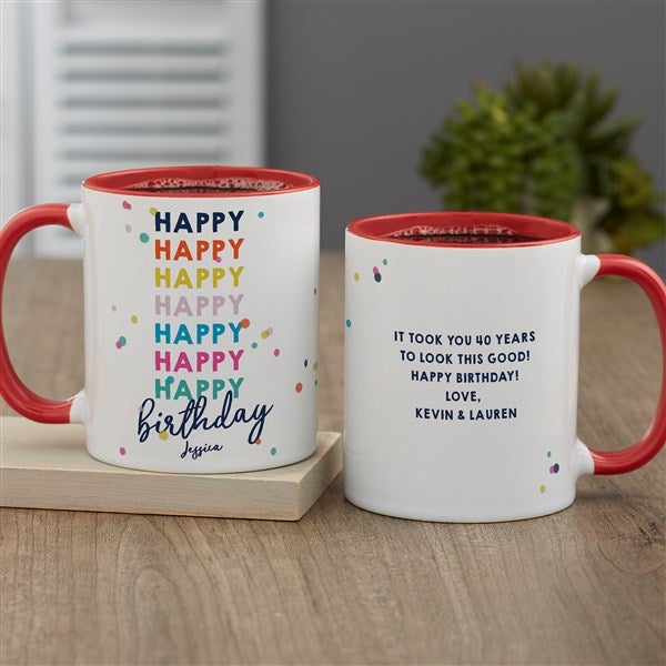 Happy Happy Birthday Personalized Coffee Mugs  - 35617