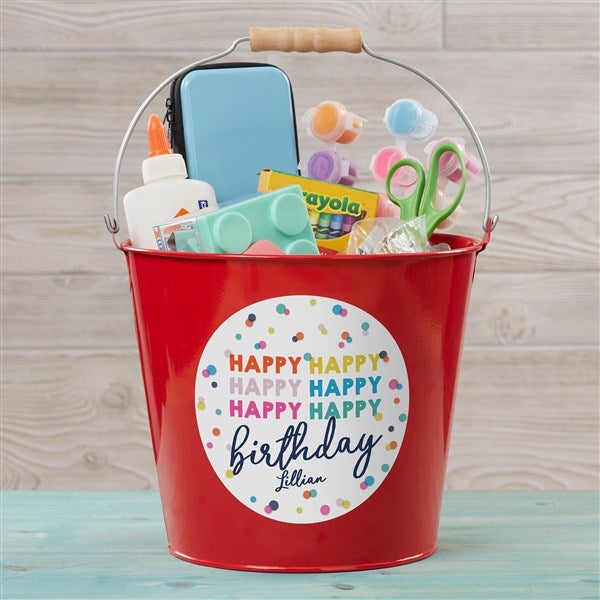 Happy Happy Birthday Personalized Metal Buckets - 35619