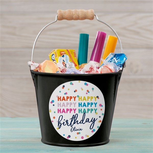 Happy Happy Birthday Personalized Metal Buckets - 35619