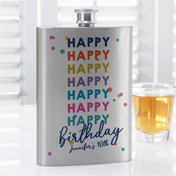 Happy Happy Birthday Personalized Flask  - 35620