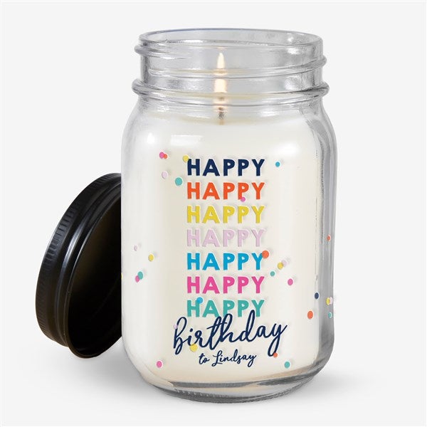 Happy Happy Birthday Personalized Farmhouse Candle Jar - 35621