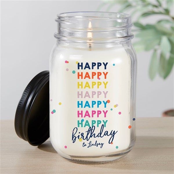 Happy Happy Birthday Personalized Farmhouse Candle Jar - 35621