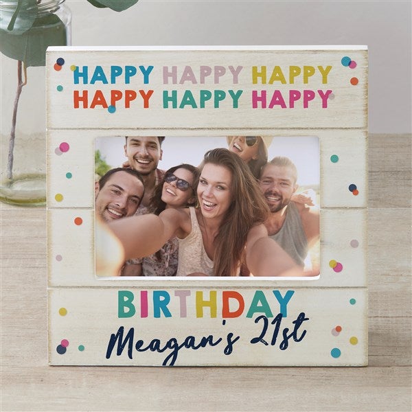 Happy Happy Birthday Personalized Shiplap Picture Frame - 35622