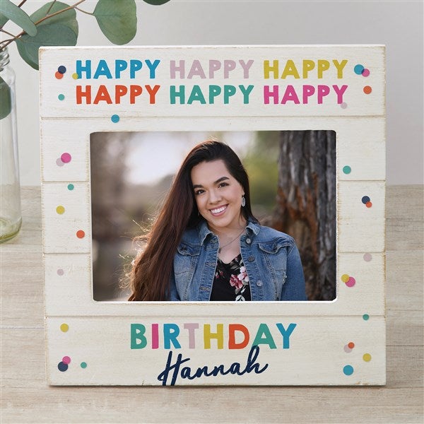 Happy Happy Birthday Personalized Shiplap Picture Frame - 35622