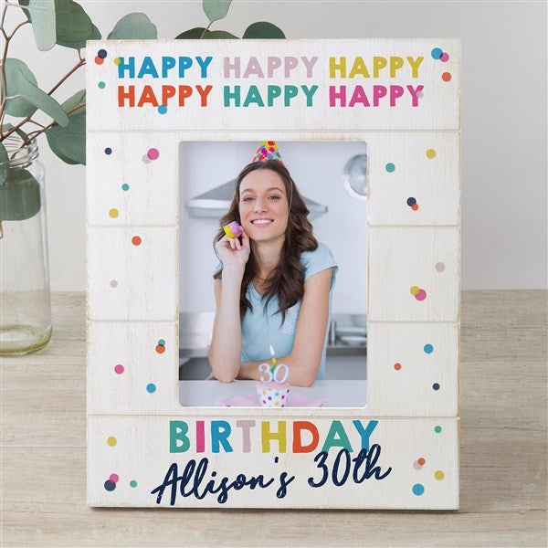 Happy Happy Birthday Personalized Shiplap Picture Frame - 35622