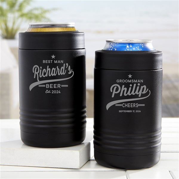 Groomsman Brewing Co. Personalized Stainless Insulated Beer Can Holder - 35626
