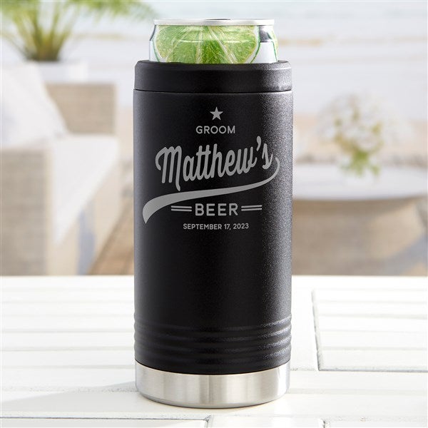 Groomsman Brewing Co. Stainless Insulated Skinny Can Holder - Black