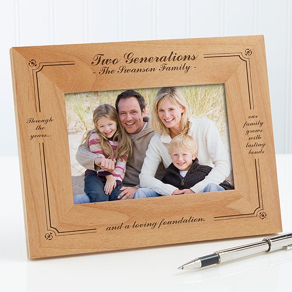 Personalized Wood Photo Frame - Generations of Family - 4x6