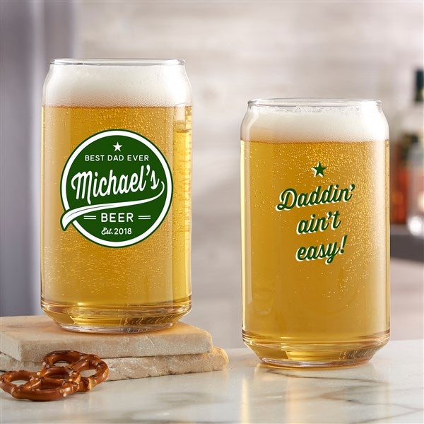 Dad's Brewing Company Personalized 16oz Printed Beer Can Glass - 35644