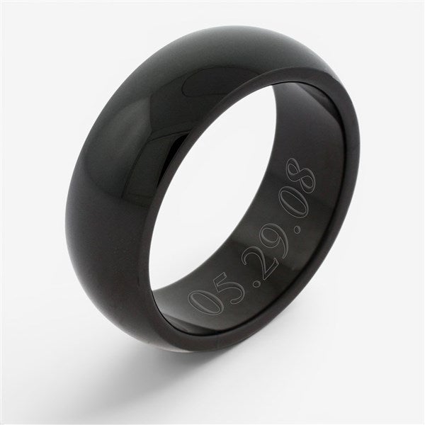Men's Engraved Black Plate Stainless Steel Band - 35658D