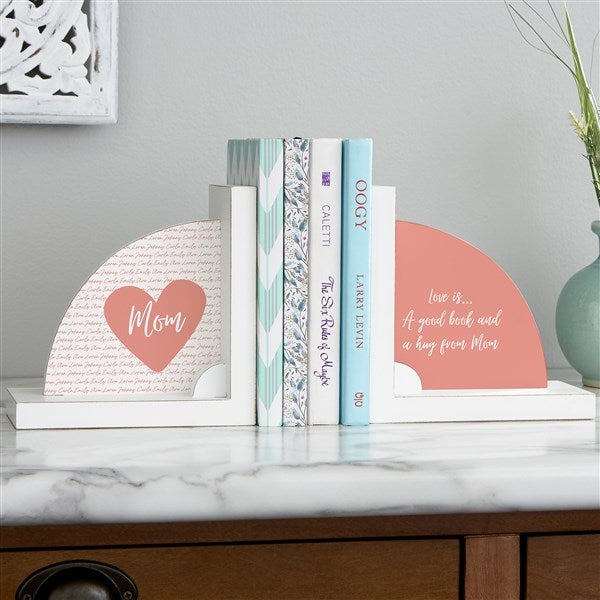 Family Heart Personalized Wooden Bookends - 35718