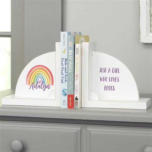 Watercolor Brights Personalized Wooden Bookends - 35720