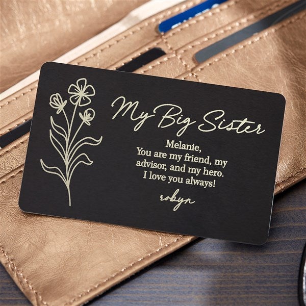 My Sister Personalized Metal Wallet Card  - 35743