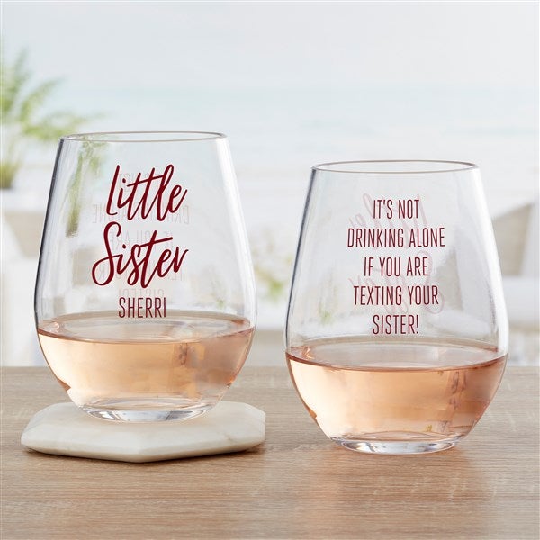 Personalized Tritan Wine Glasses - Sisters Forever - 35757