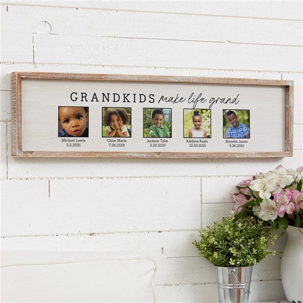 Personalized Grandparents Barnwood Frame Wall Art - Life Is Grand - 35767