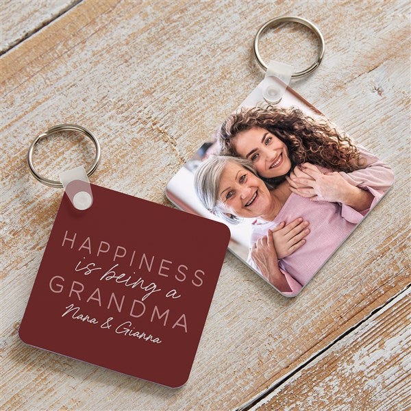 Happiness is Being a Grandparent Personalized Photo Keychain - 35798