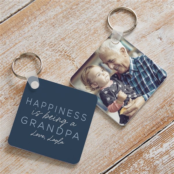 Happiness is Being a Grandparent Personalized Photo Keychain